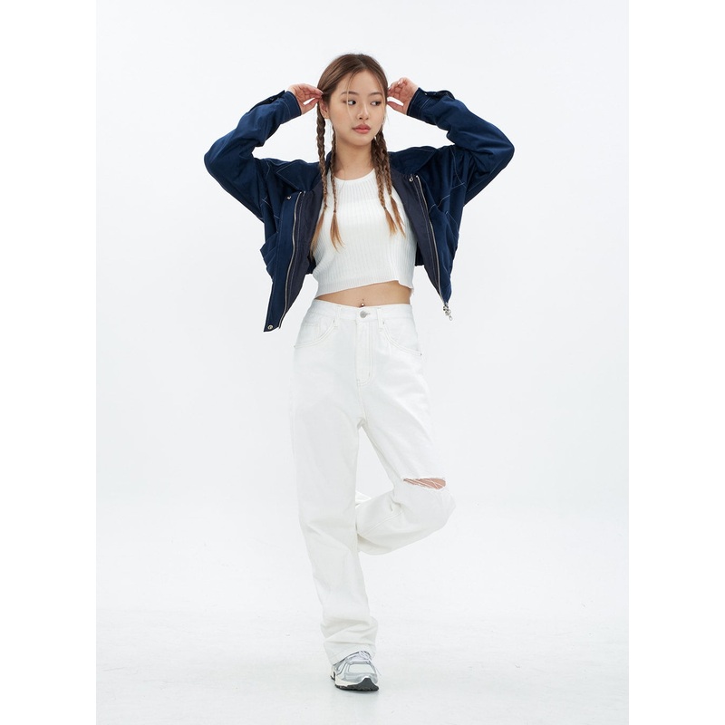 Torn Wide Leg Jeans CM18|White|Black Denim|Blue Denim|S|M|L