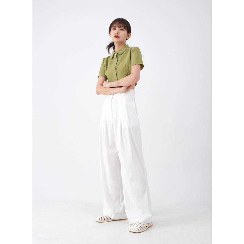 Wide Leg Tailored Pintuck Trousers CM3