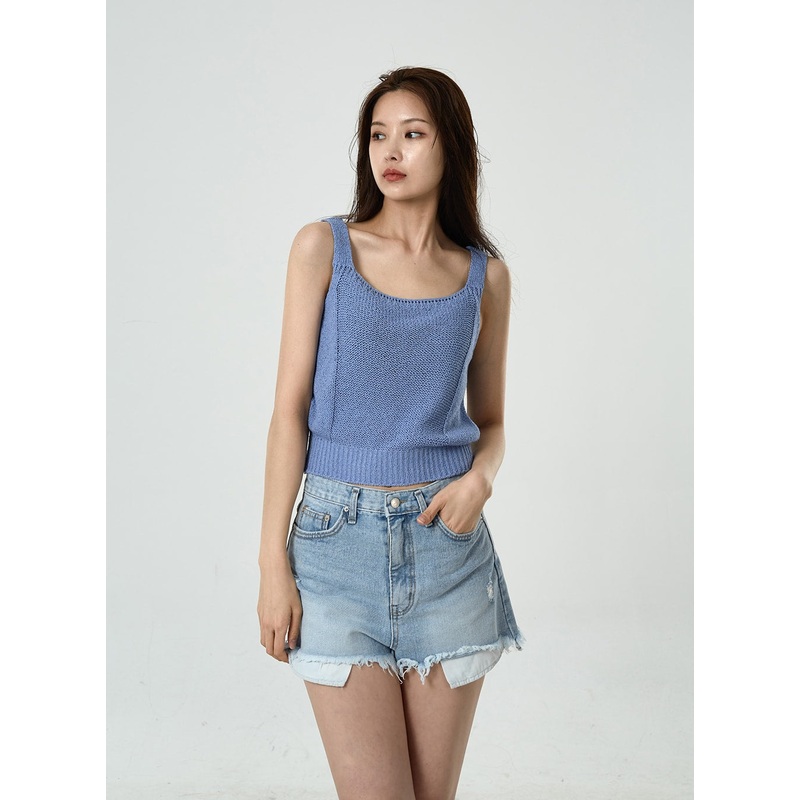 Basic Knitted Tank Top CU7|White|Light Beige|Light Green|Yellow|Pink|Light Purple|Black|S/M