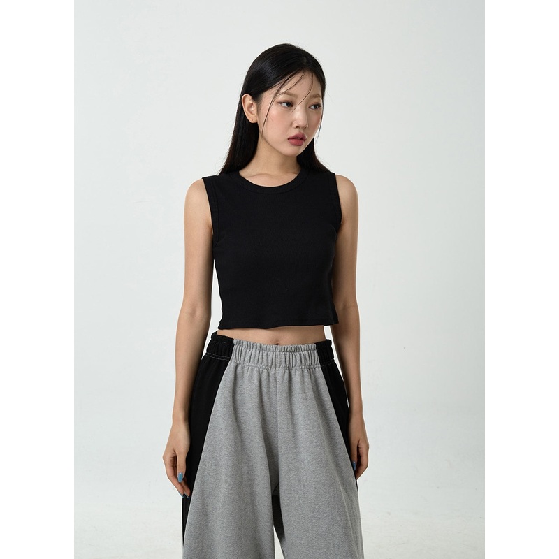 Basic Ribbed Cropped Tank Top CU13