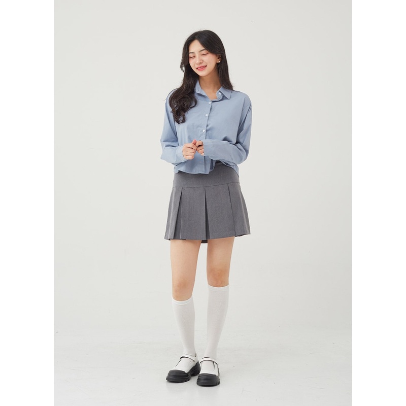 Basic Tone Down Color Crop Shirt BG23