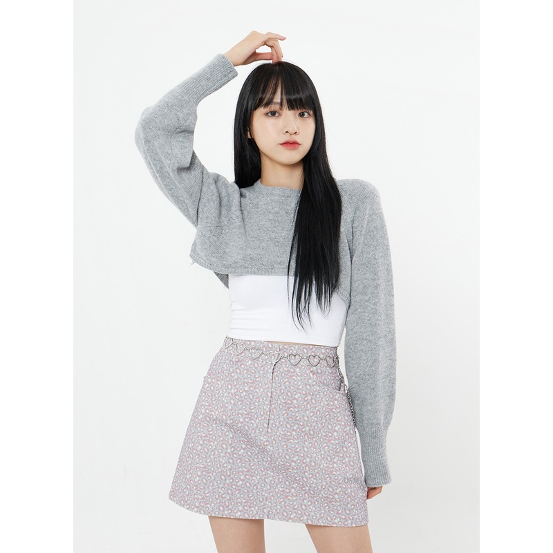 Bolero Knit Crop Top BS26|Beige|Brown|Dark blue|Grey|S