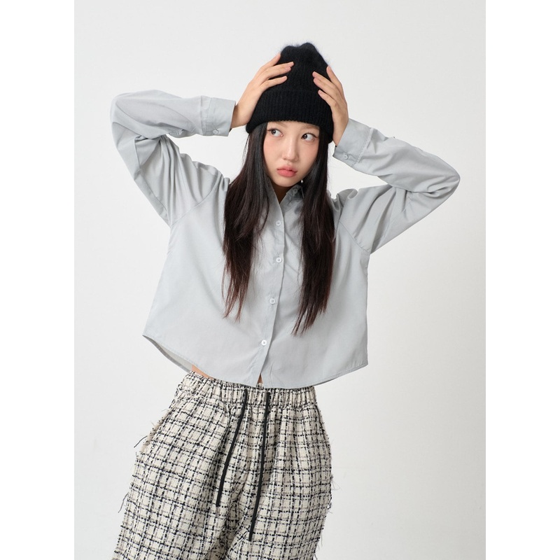 Cotton Cropped Long Sleeve T-Shirt IS15