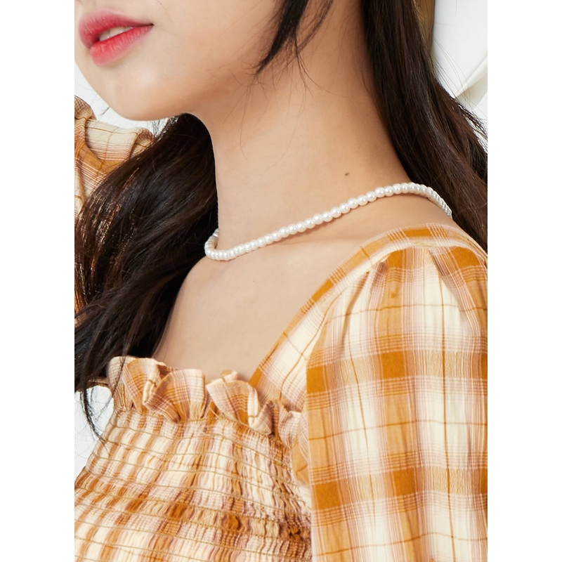 Daily Pearl Necklace BG26|Dark yellow|One Size