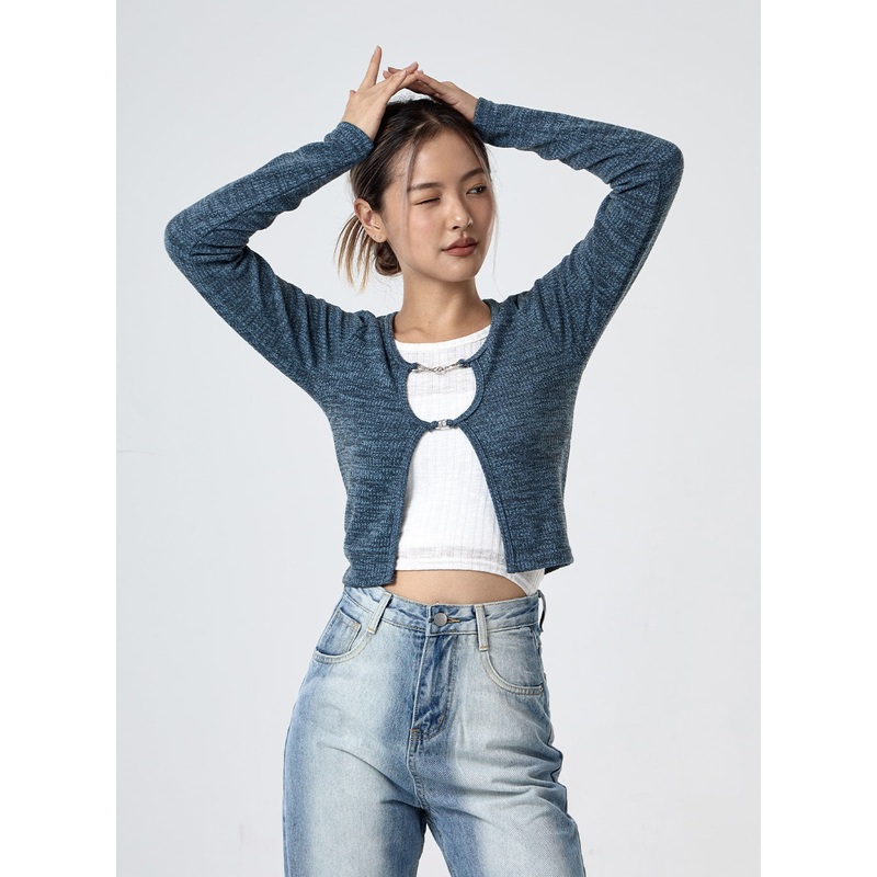 Double Chain Cardigan CG25|White|Dark Blue|Black|S/M