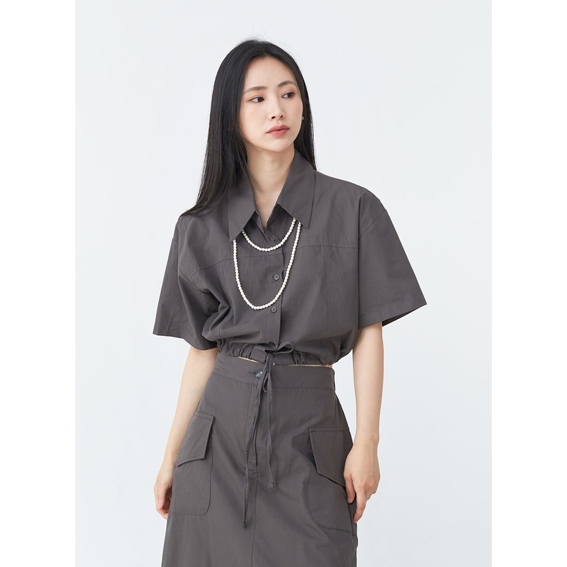 Drawstring Cropped Shirt UU1407