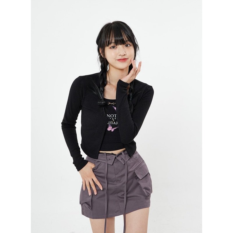 Gold Chain Basic Crop Cardigan BS28