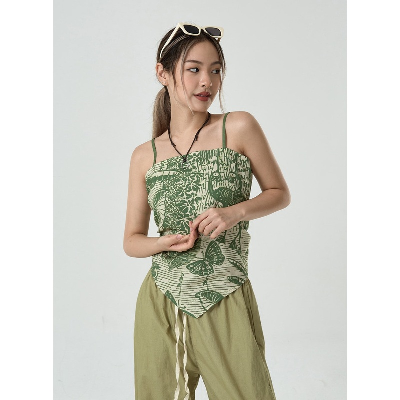 Leaves Scarf Cami Top CU6|Green|Dark Blue|S/M