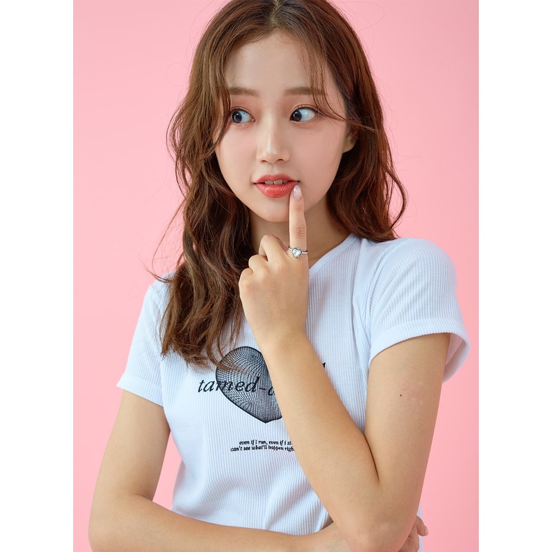 Lovely Heart Ring BG01|Light grey|Dark yellow|One Size