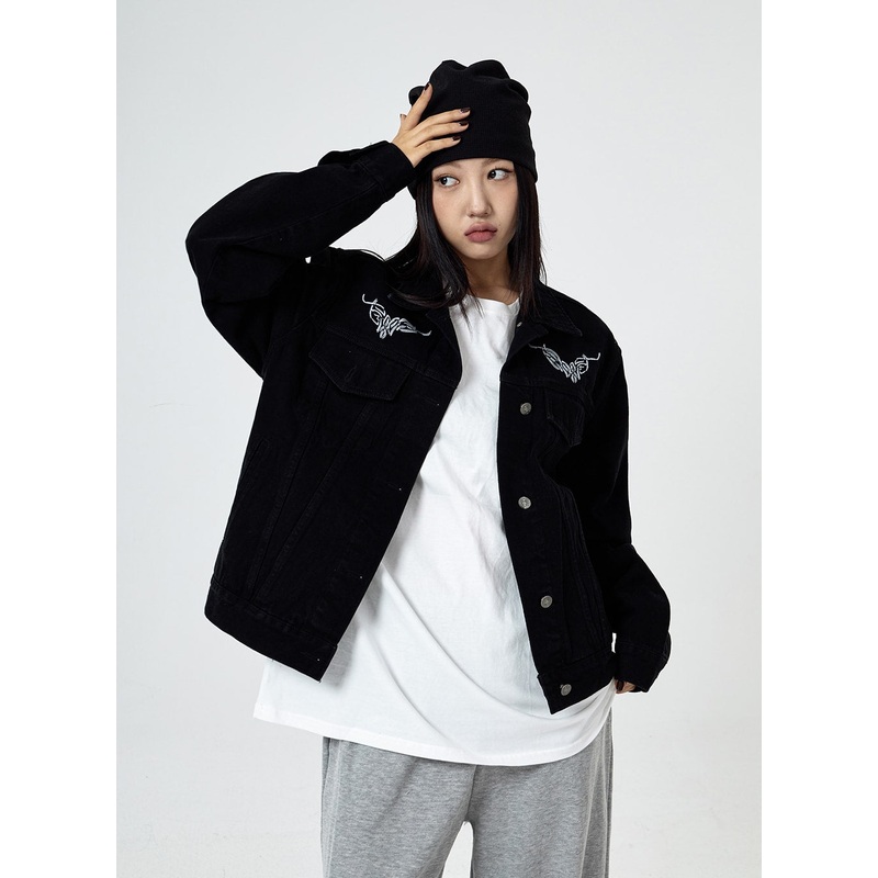 Over Fit Denim Jacket CS07|Light Blue|Black|M/L