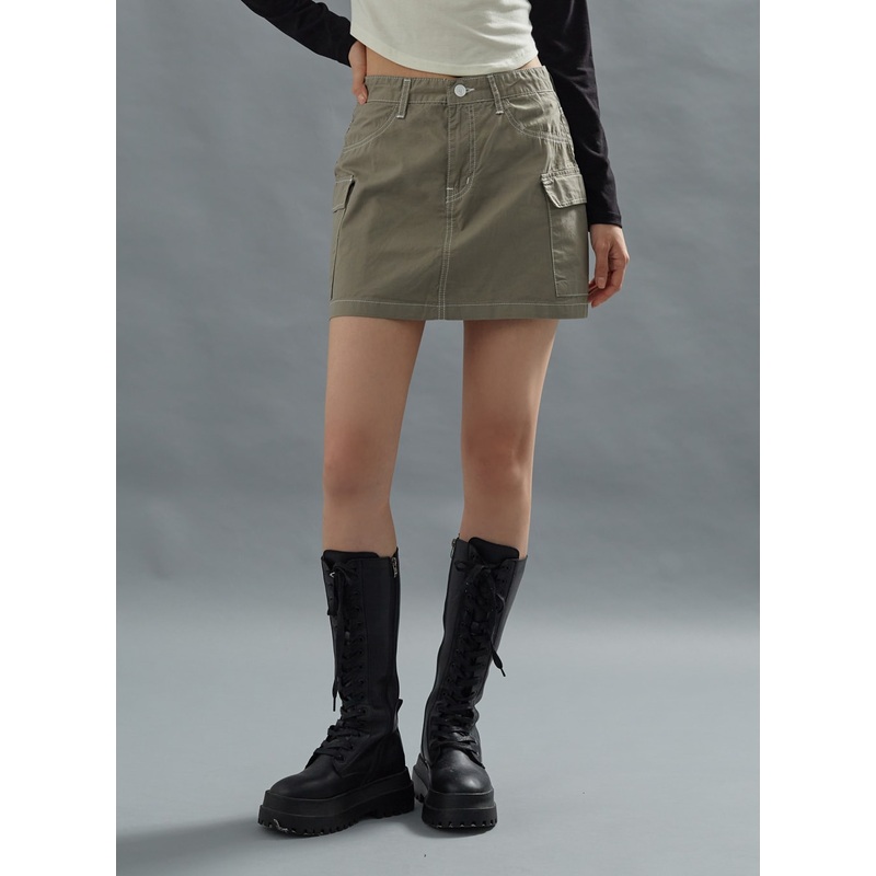 Pocket Miniskirt CG01|White|Pink|Dark Green|S|M