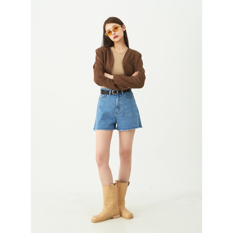 Raw Hem Denim Shorts CU5|Blue|S|M|L