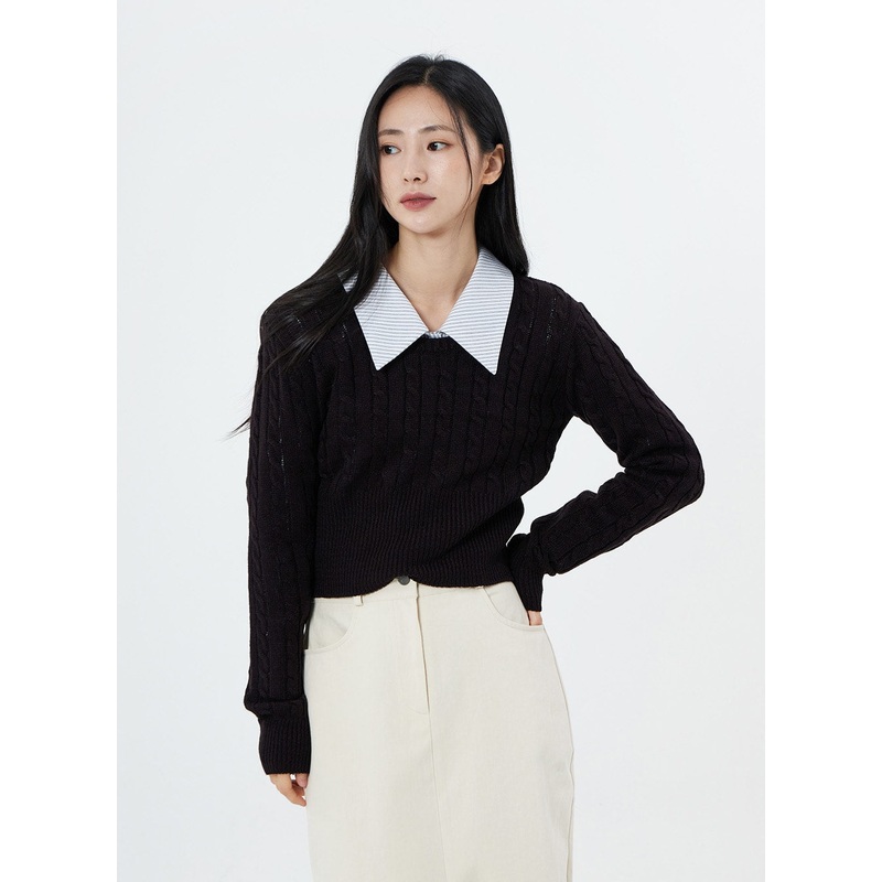 Round Neck Twist Crop Long Sleeve Knit OS26