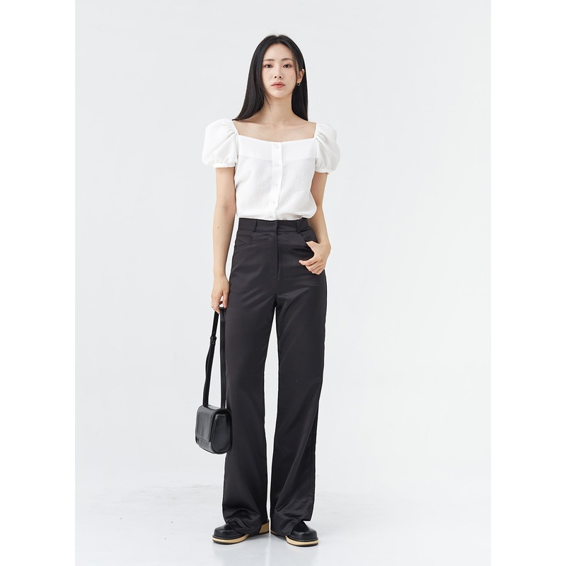 Satin Slit Straight Fit Tailored Pants OG10