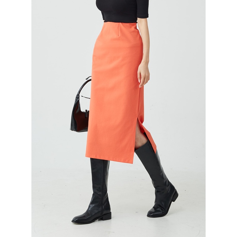 Side Slit H-Line Skirt IU26|Orange|Green|Light purple|Blue|Dark blue|Black|S