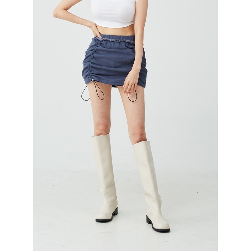 Side String Skirt Pants IU26|Dark beige|Dark blue|Gray|Black|S