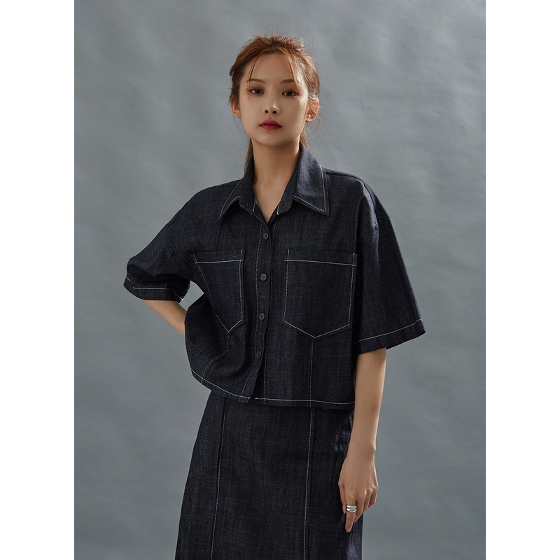 Stich Crop Short Sleeve Shirt CG01