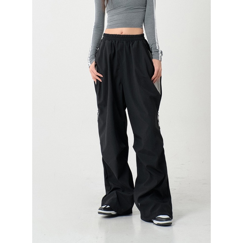 Unique Side Zipper Detailing Wide Bending Pants IS07