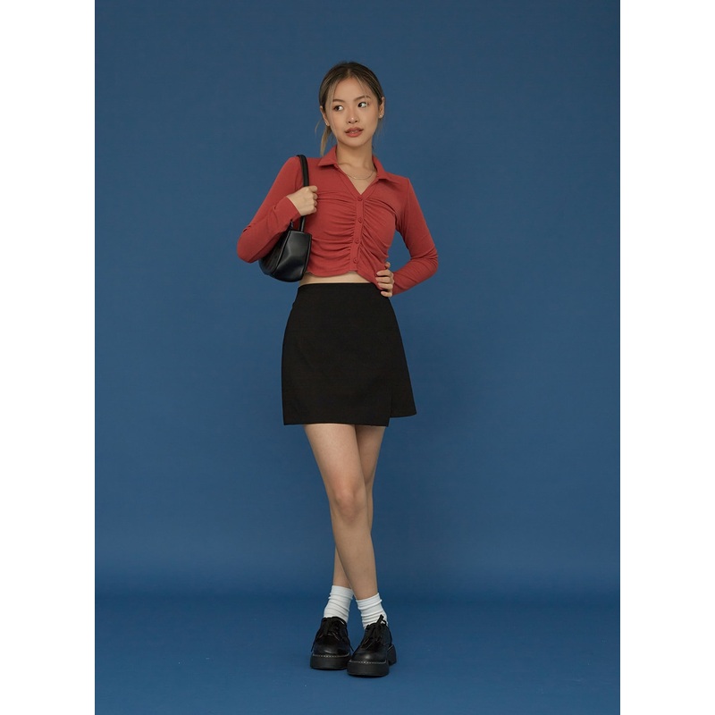 Wrap Miniskirt CG04|Light Beige|Dark Brown|Dark Grey|Black|S