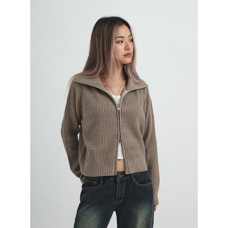 Zipper Knit CS14|Light Beige|Grey|Dark Beige|Dark Blue|S/M