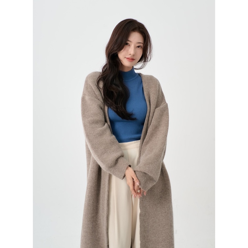 Angora V-Neck No Button Long Cardigan IO12