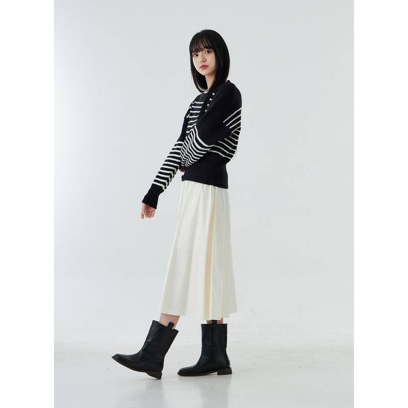 Bending Pleated Long Skirt OO19