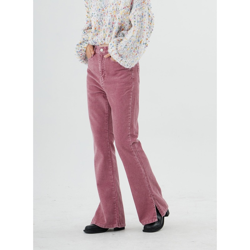 Corduroy Bootcut Pants ON07|Light beige|Pink|Mint|Dark brown|Blue|S|M|L