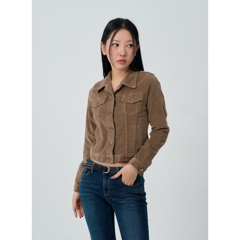 Cotton Blend Button Cropped Jacket CJ303