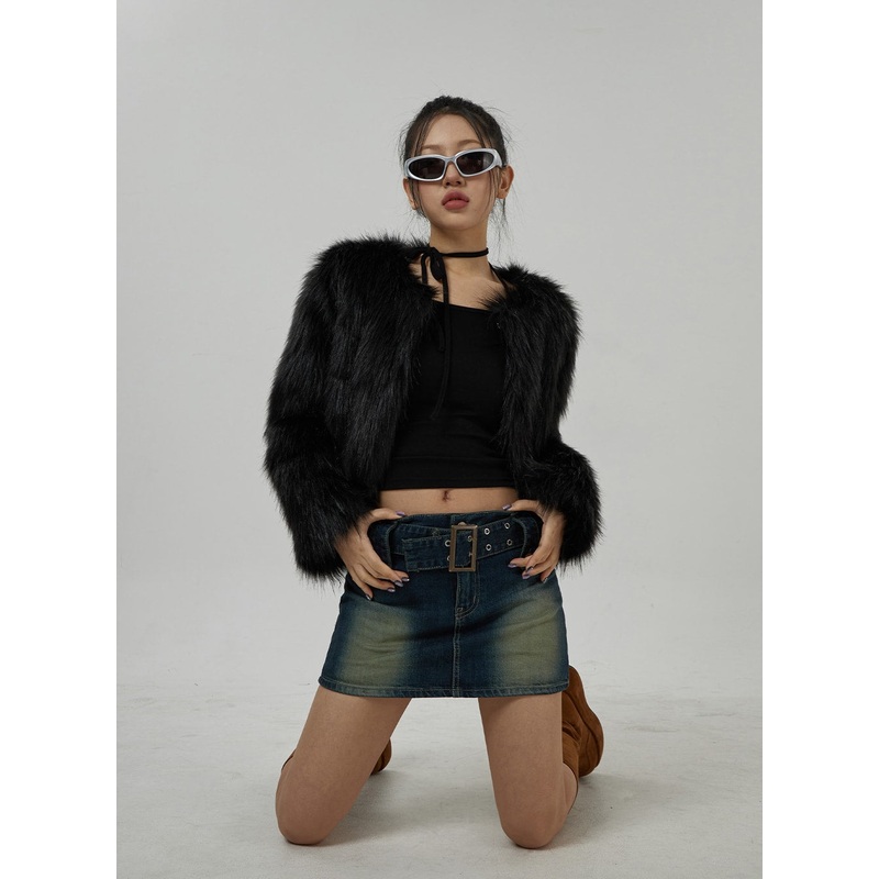 Faux Fur Hook Cropped Jacket CD21