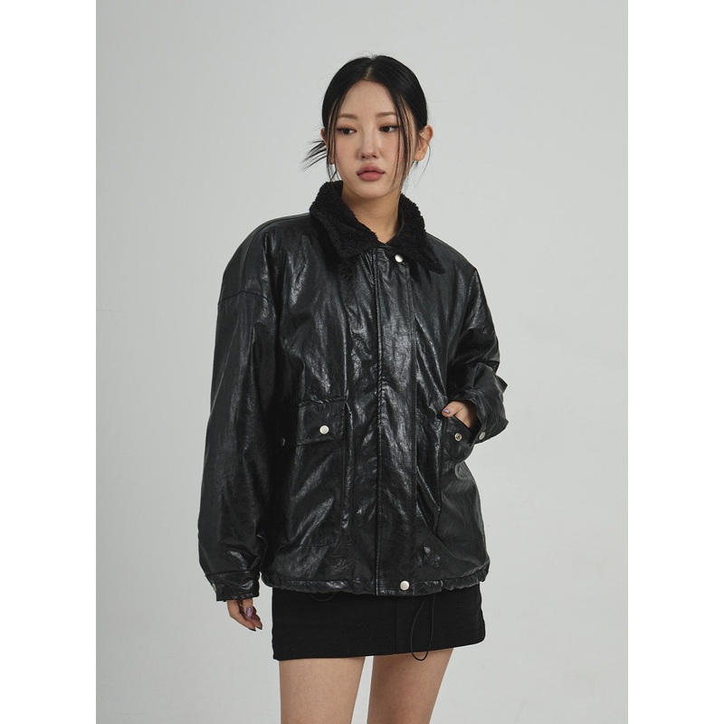 Faux Leather Fur Jacket CD12|Beige|Dark Brown|Black|M/L