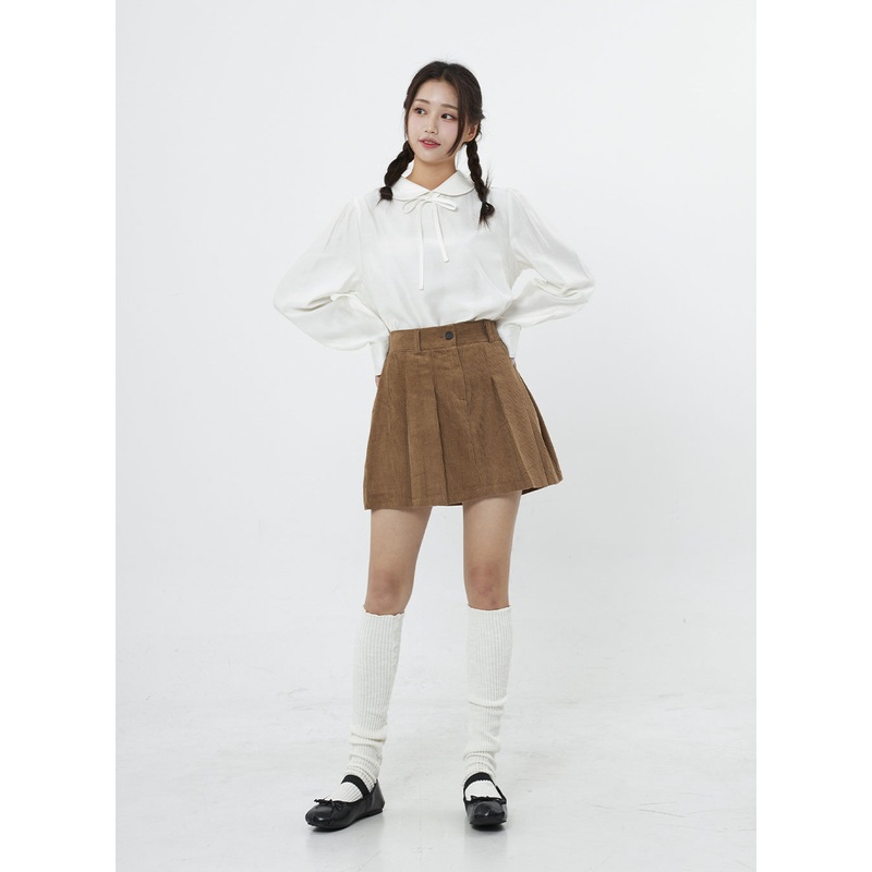 High Waist Pleated Mini Skirt BO12