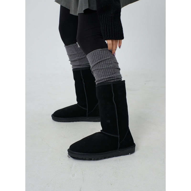 Knee High Knit Socks CJ303|Light Beige|Gray|Dark Gray|Black|One Size