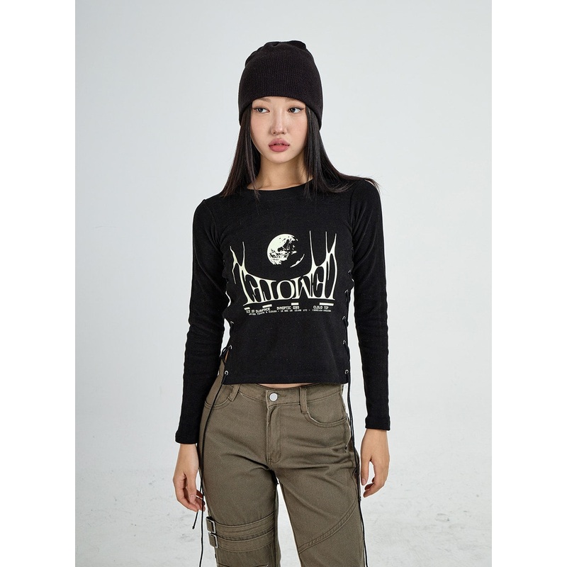 Lettering Print Side Cross Tie Top CO18