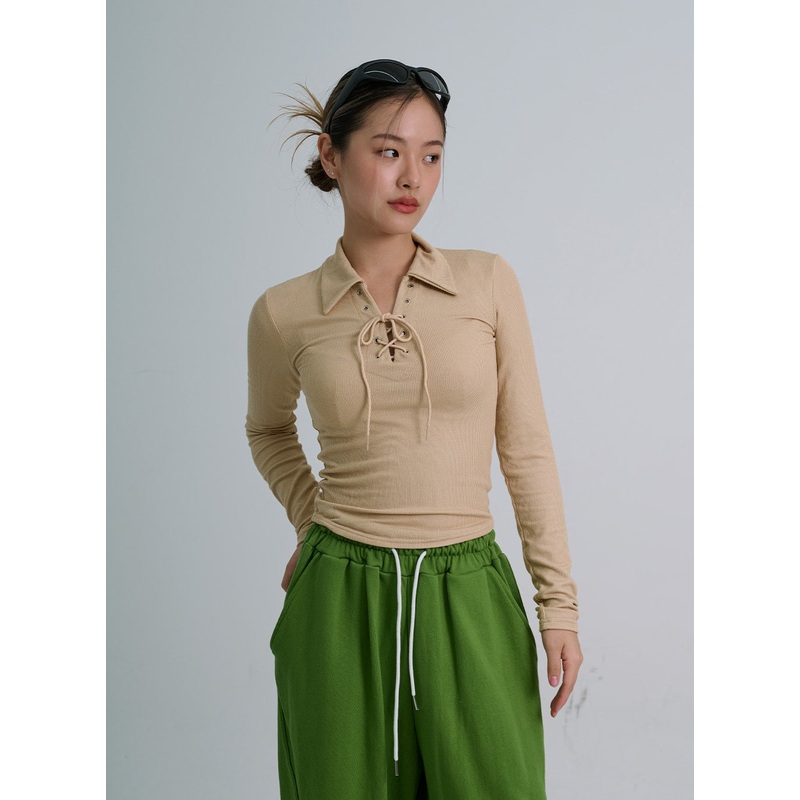 Neck Cross String Collar T-Shirt CO20