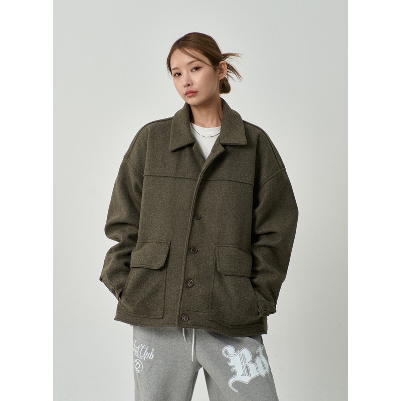 Oversize Button Jacket CD14|Dark Beige|Black|M/L