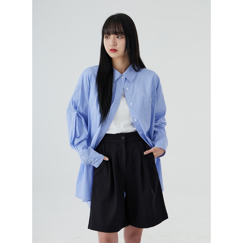 Oversize Long Shirt OO28|White|Light yellow|Light pink|Light blue|Green|Dark blue|M/L