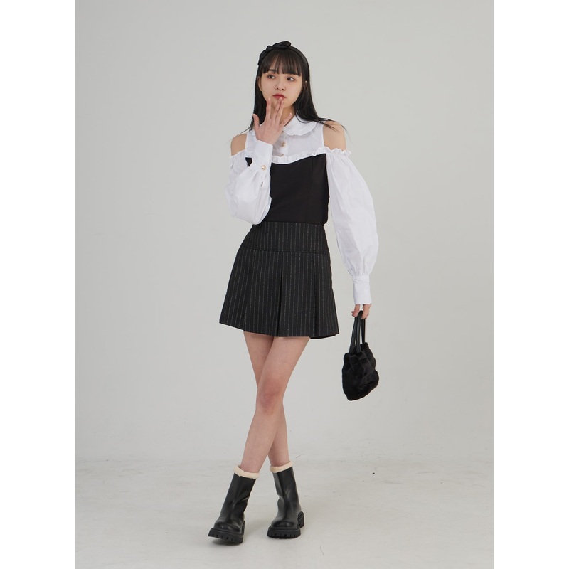 Pinstripe Pleated Mini Skirt BD29