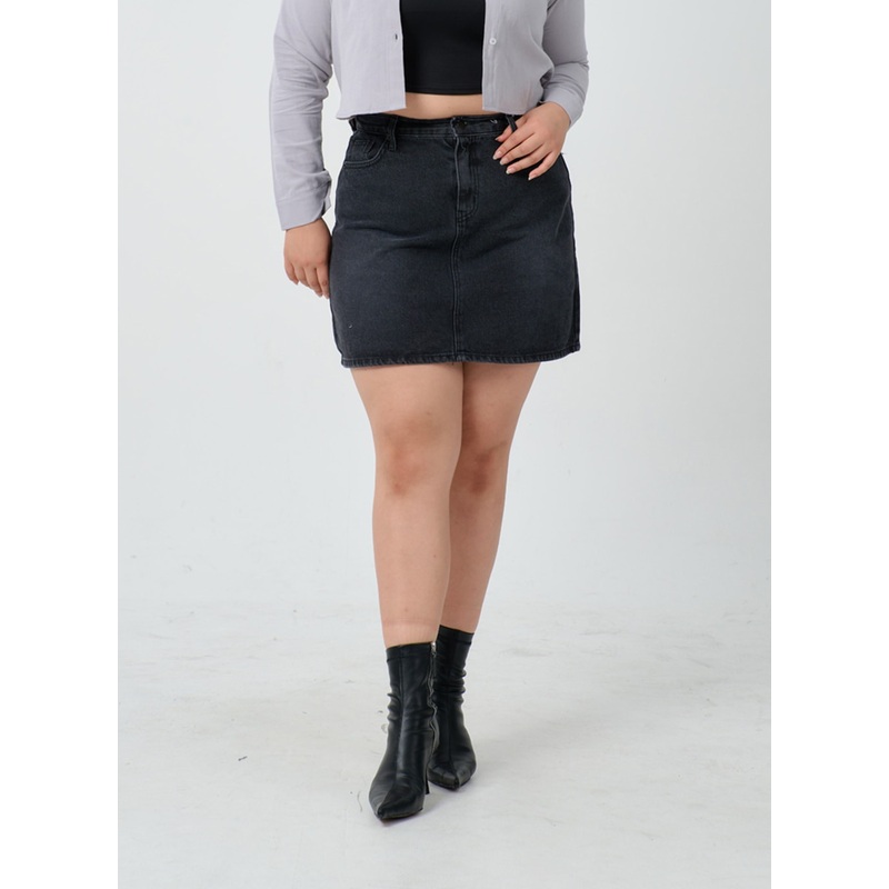 Plus High Waist Denim Skirt ID27