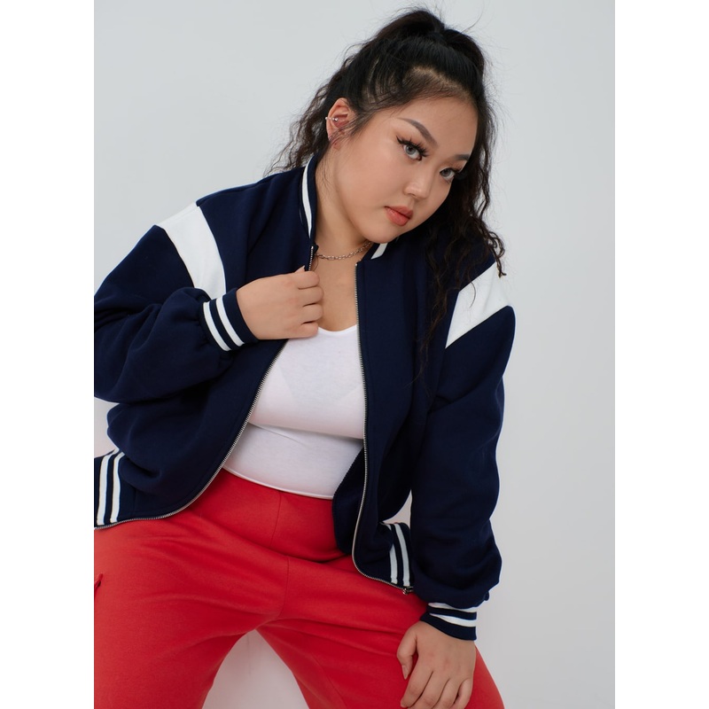 Plus Two Color Zipper Sweatshirt ID27