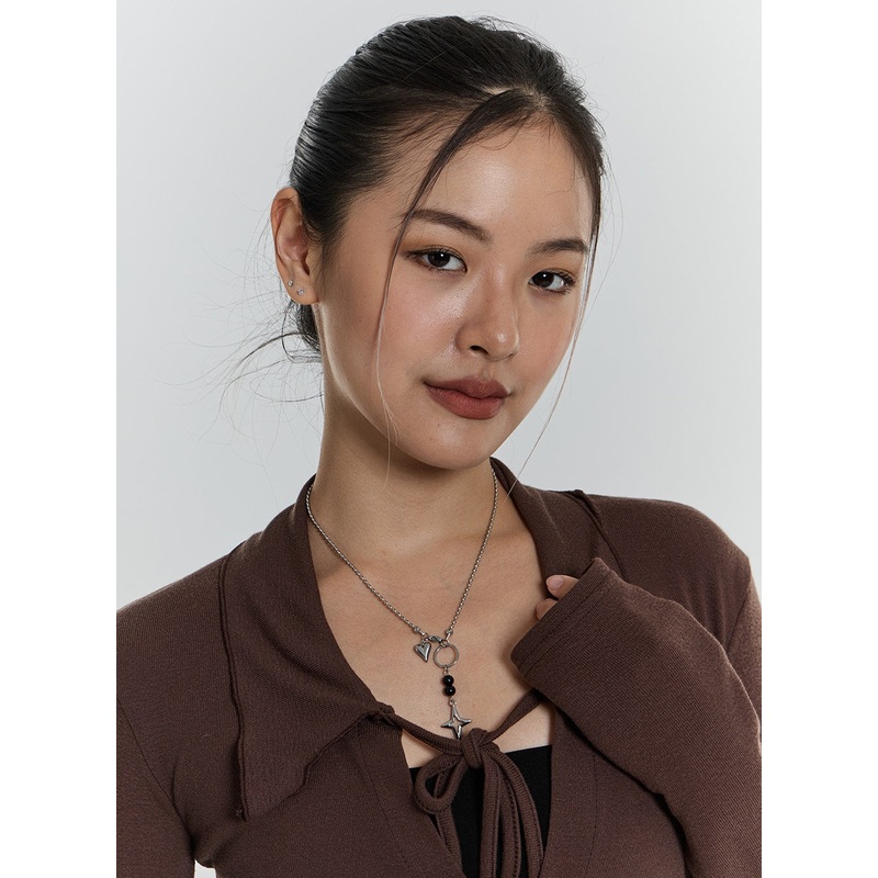Star And Heart Necklace CN24|Light gray|One Size