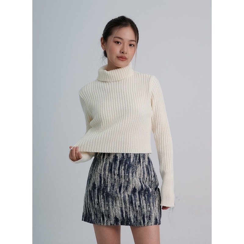 Turtleneck Crop Knit CO20|Light Beige|Light Blue|Light Green|Black|S/M