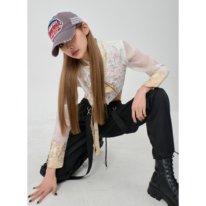 Twin Strap Cargo Parachute Baggy Pants BD23