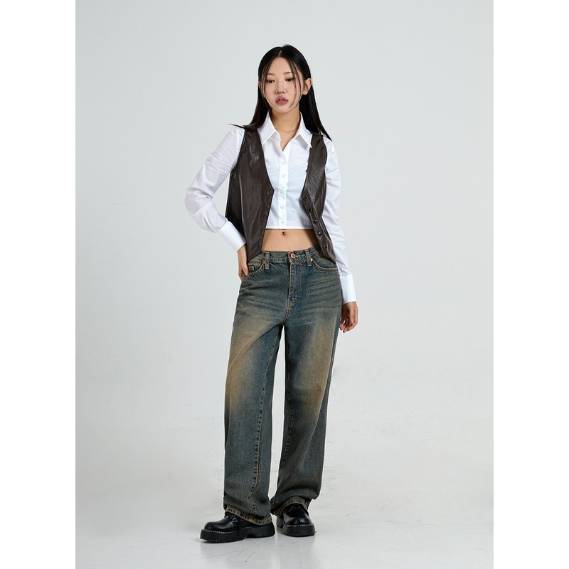 Vintage Washing Wide Denim Pants CO13