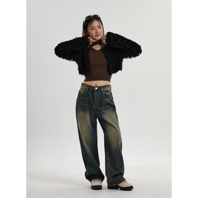 Vintage Washing Wide Leg Denim Pants CN14