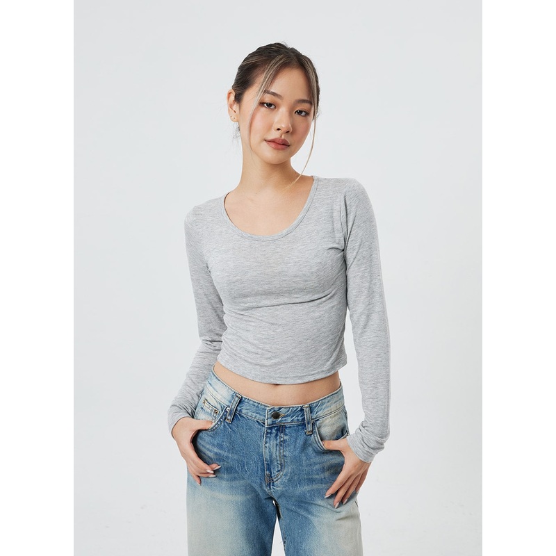 Basic U-Neck T CF317|White|Light gray|Dark blue|Black|S/M