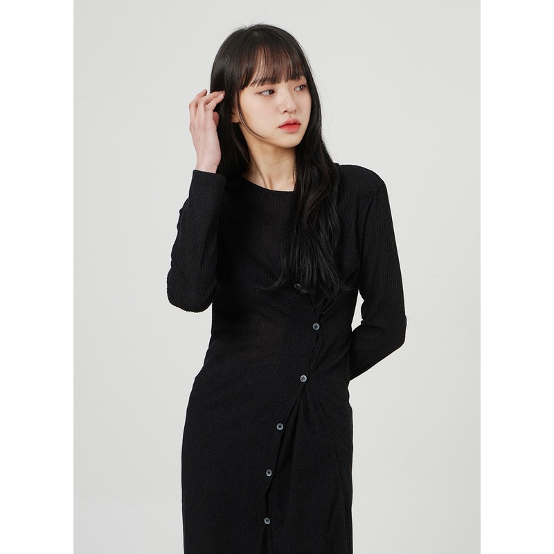 Button Maxi Top OF322|Dark brown|Black|S/M