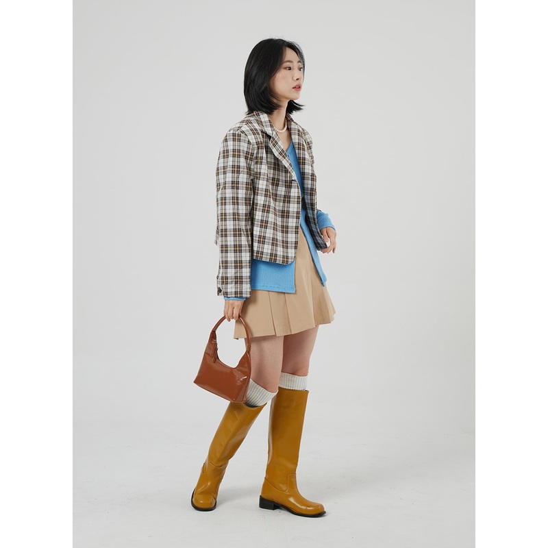 Check Pattern Crop Blazer OF310