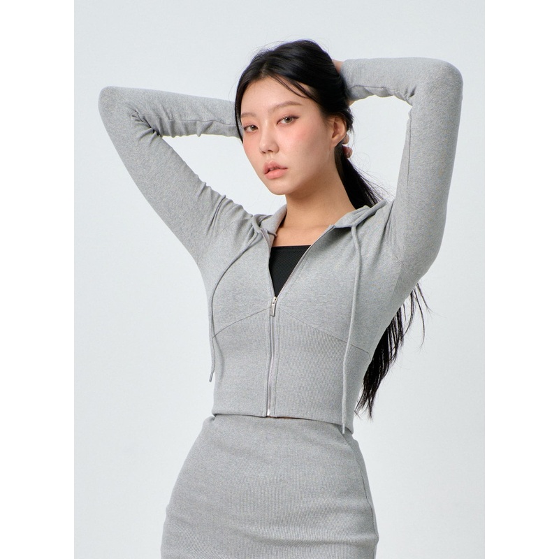 Cropped Zip-Up Hoodie IF301|White|Gray|Black|S/M