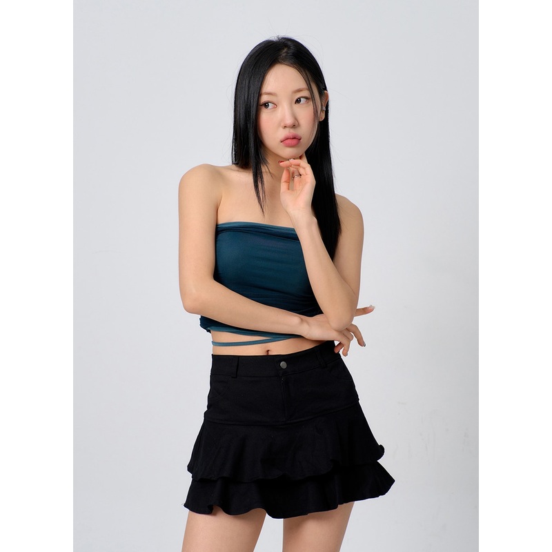 Cross Tie Tube Top BJ331|Light beige|Light pink|Dark blue|Black|S/M