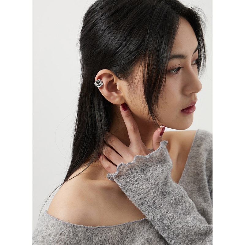 Ear Cuff BJ317|Light gray|Dark yellow|One Size